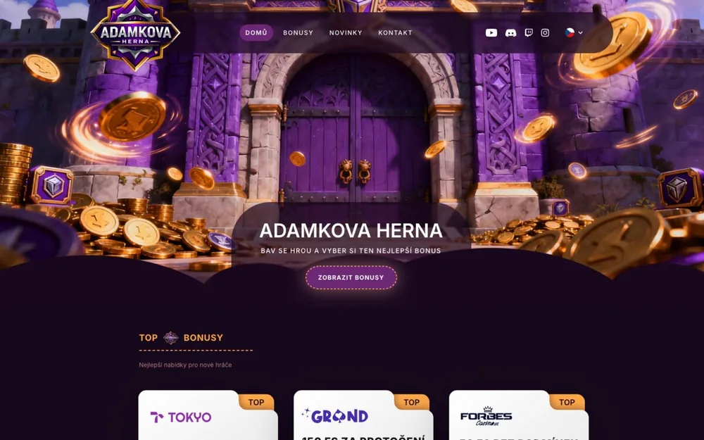 Ukážkový web affiliate partnera, Adamkova Herna